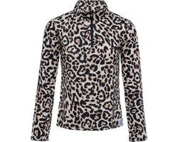 Emski - Dames skipully - panter print - pullover met kwart rits, lange mouwen - wintersport kleding