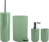MSV Set brosse WC sur support/gobelet/distributeur de savon/poubelle à pédale Moods - plastique - vert