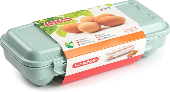Plasticforte Boîte à œufs - porte-œufs organisateur de koelkast - 10 œufs - vert menthe - plastique - 27 x 12,5 cm