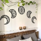 BT Home - 5 stucks Mandala maan modern deco muurdecoratie - Wanddecoratie - Zwart - Houten art - Muurdecoratie - Line art - Wall art - Bohemian - Wandborden - Woonkamer - 108x25 cm