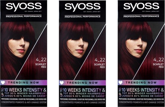 3 X 	Syoss Colors  Baseline Haarverf 4-22 Scarlet Red