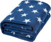 Flanel fleece sterren sprei over bed warme zachte pluche deken voor kinderbank, blauw, 125 x 150 cm