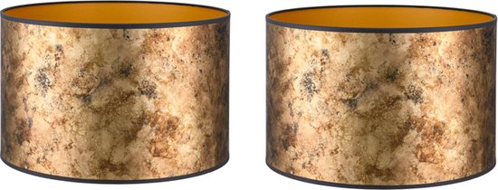 Abat-jour Cylindre - 15x15x12cm - Laiton Platinum - set de 2 pièces