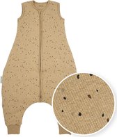 Meyco Baby Rib Mini Spot baby winter slaapoverall jumper - toffee melange - 104cm
