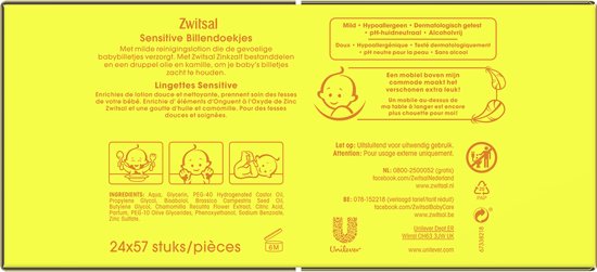 Zwitsal Baby Sensitive Billendoekjes Alcoholvrij - 1368 doekjes - Voordeelverpakking - Zwitsal