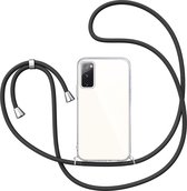 Hoesje met Koord geschikt voor Samsung Galaxy S20 FE - Back Cover Siliconen Case Transparant Hoes Zwart