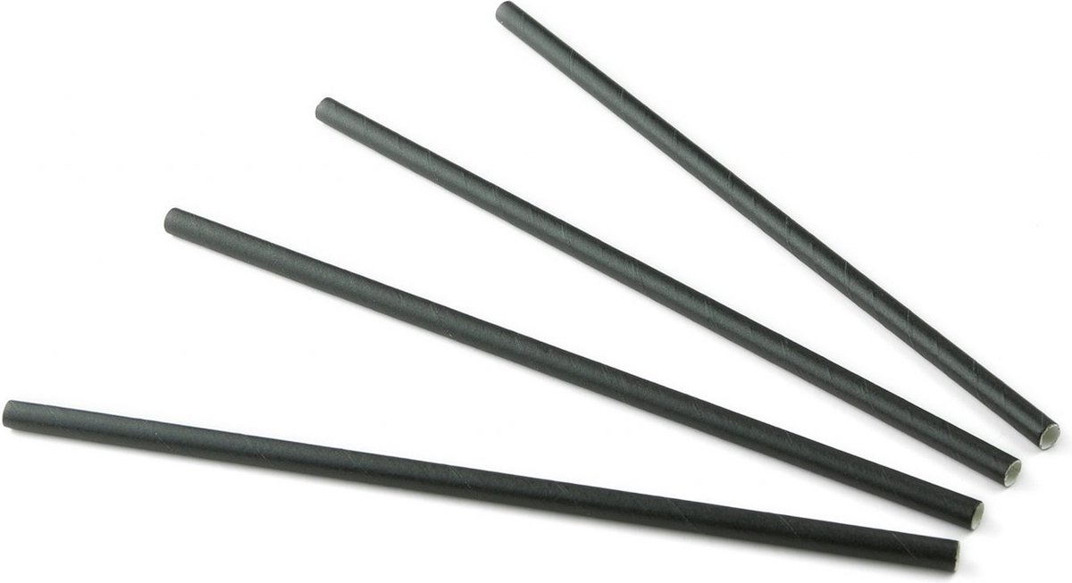 200 st. 200st. Papieren rietjes Zwart of Kraft  (FSC) Ø  6mm - 20 cm -  Zwart
