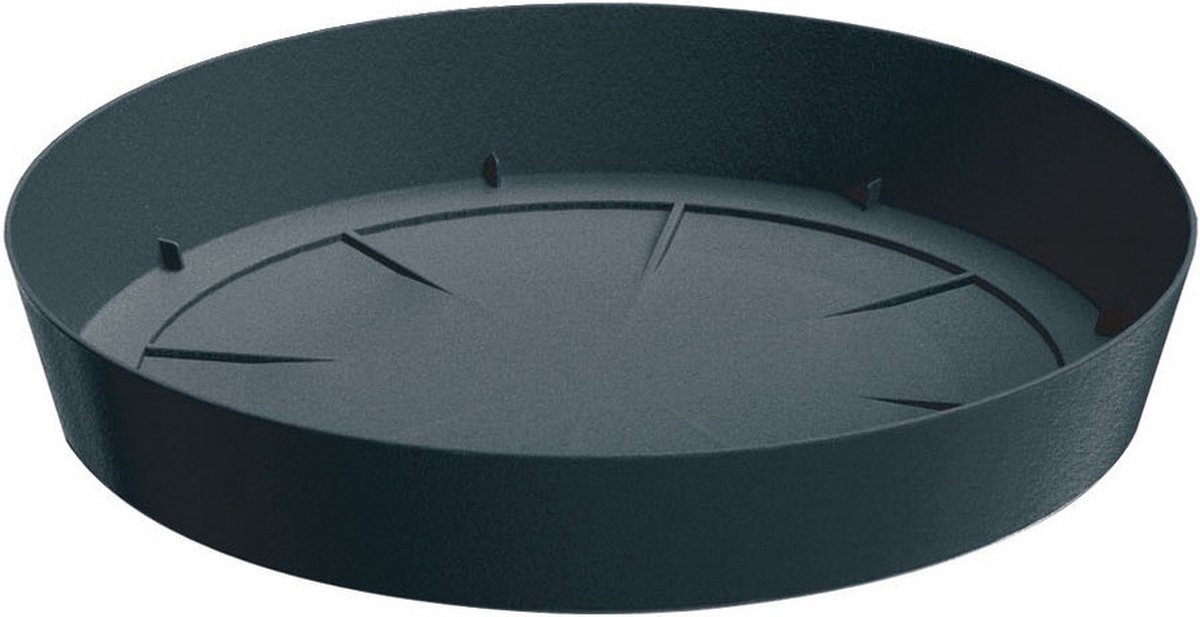 Prosperplast Opvangschaal/onderschaal voor bloempot/plantenpot - antraciet - rond - Dia 12,5 cm