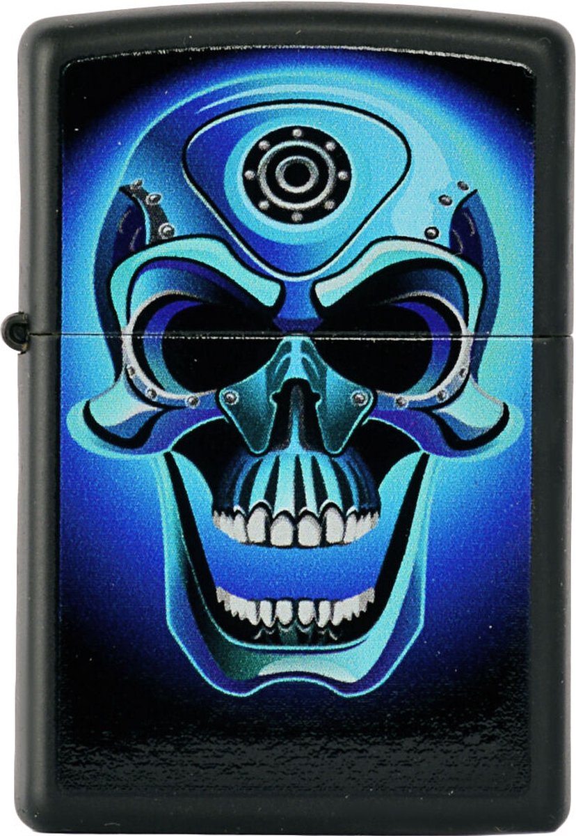 Goedkoopste Zippo black matt with Colored Skull image