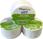 Megatape UT7 PVC tape 50mm x 33mtr. Wit. + Kortpack pen (021.0734)