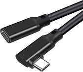 DrPhone CHX12 USB 3.2 Gen 2 USB-C Male naar USB-C Female - Verlengkabel – 90 graden - Mannelijk Naar Vrouwelijk – Snel opladen - 20V 5A 100W - 10 Gbps met E-Marker IC-chip - 1M - Zwart