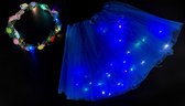 LED Rokje/Tutu en Tiara Groot Set - Blauw