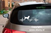 Jackrussell terriër 3 x – autosticker - sticker voor raam auto deur muur laptop - heartbeat - rashondensticker - hondenlijn – hondenriem - Doglove - Abany quality design