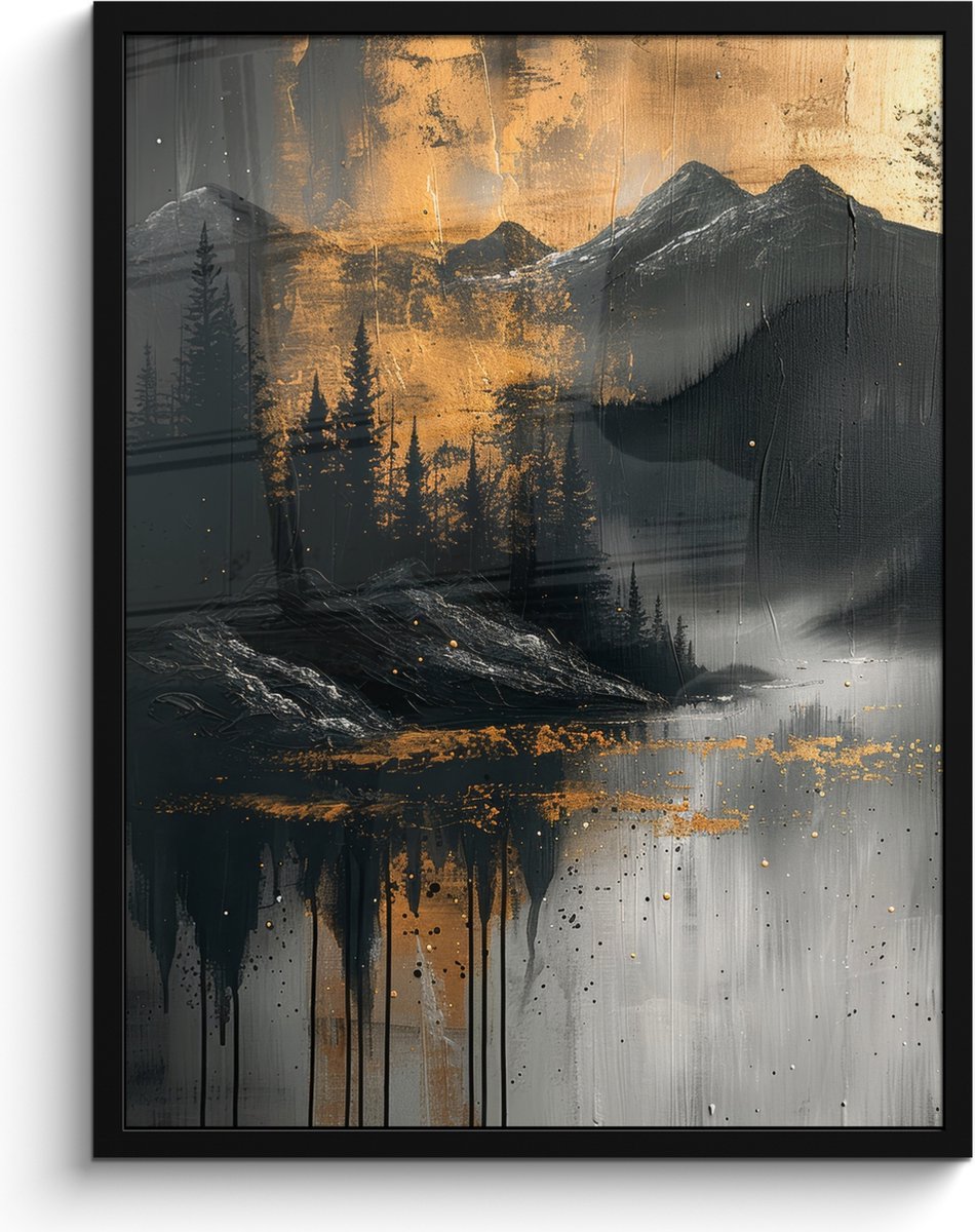 FrameYourWall Poster in lijst - Fotolijst 60x80 cm - Posters - Natuur - Abstract - Landschap - Modern - Posterlijst zwart - Decoratie - Wanddecoratie woonkamer - Muurdecoratie slaapkamer