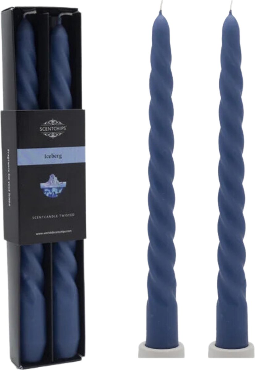 Scentchips IJsberg Gedraaide Geurkaarsen - Swirl Geurkaars - Geurkaarsen Geschenkset - Geur Kaars - 20 Branduren - 2 Stuks