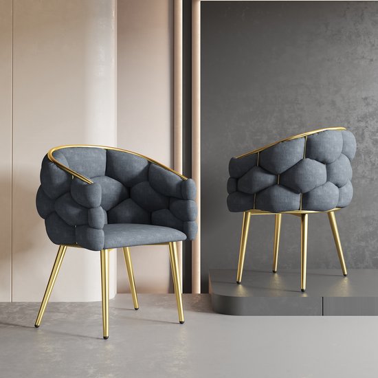 Foto: Sweiko 1 set van luxe fluwelen stoelen woonkamer stoel eetkamer stoel make up stoel moderne mode stijl stoel vergulde ijzeren benen grijze stoel bubbel stoel