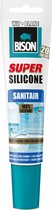 Bison Super Silicone Sanitair wit tube 150 ml, waterbestendige siliconenkit, langdurige kleurbescherming, ongevoelig voor schimmel, makkelijk te verwerken