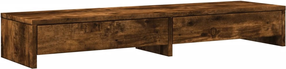 vidaXL - Monitorstandaard - met - lades - 100x27x15 - cm - hout - gerookt - eikenkleur