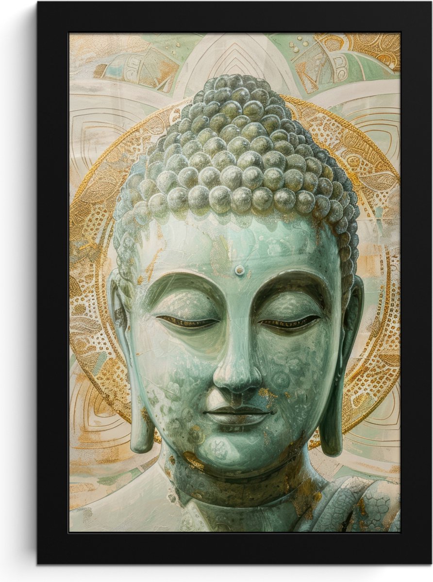 FrameYourWall Poster in lijst - Fotolijst 20x30 cm - Posters - Buddha - Mandala - Modern - Spiritualiteit - Posterlijst zwart - Decoratie - Wanddecoratie woonkamer - Muurdecoratie slaapkamer