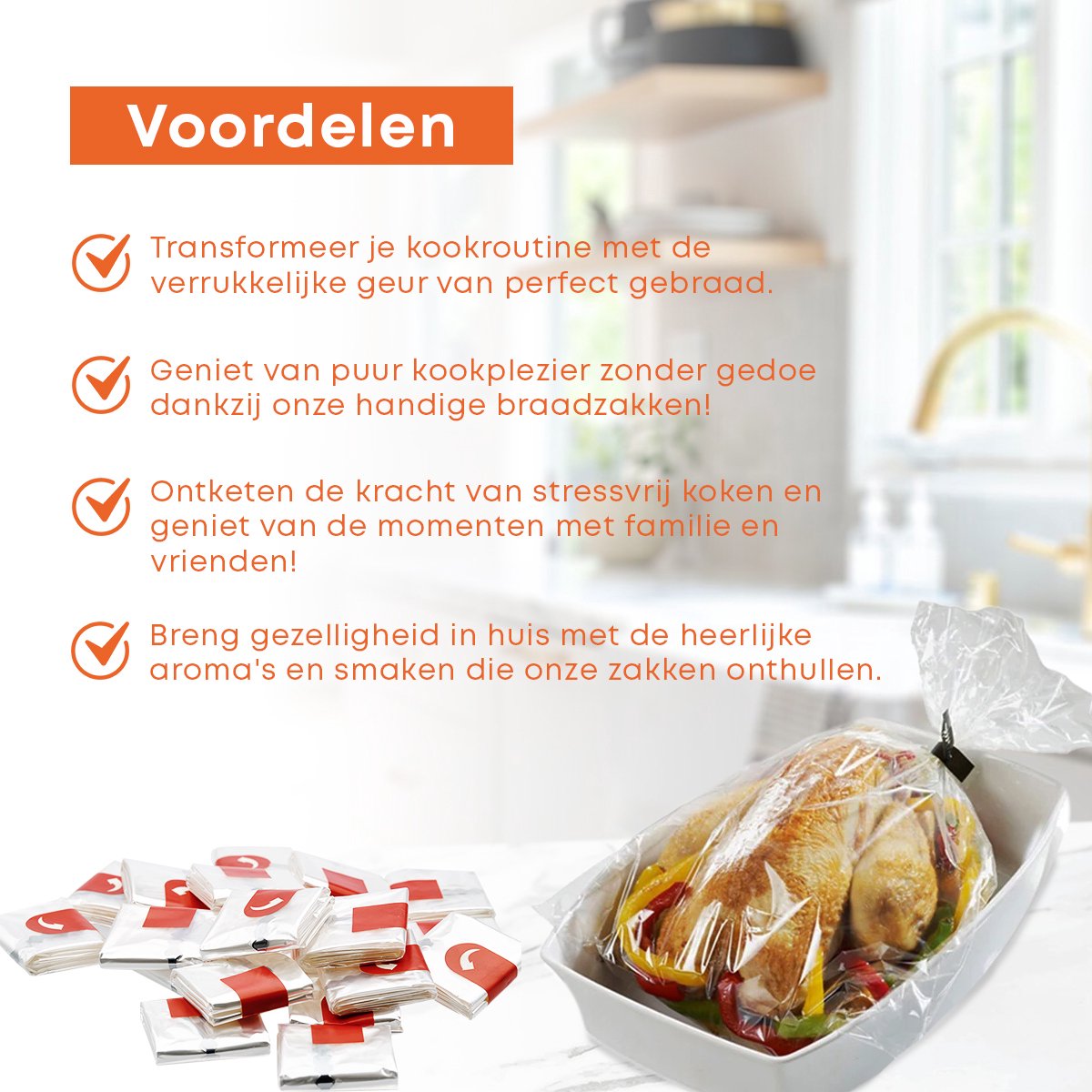 YUGN 50 Braadzakken Voor in de Oven – Braadzak 50 stuks – 2-in-1 Oven En Magnetron – Kookzak 38 x 24 cm – Inclusief sluitstrips - eBook toegang — afbeelding 4