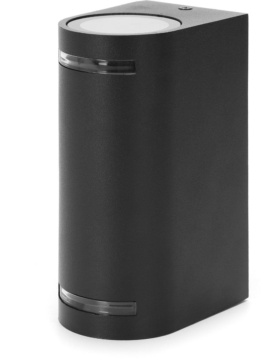 Buitenlamp rond zwart | dubbele GU10 lampvoet voor twee spots | waterdicht IP54