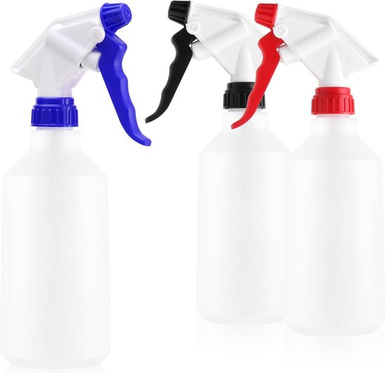 com-four® 3 x spuitfles - chemische pompverstuiver voor minerale oliën, verdunde zuren, oplosmiddelen - 600 ml verstuiver met verstelbaar mondstuk (NBR/EPDM/Viton