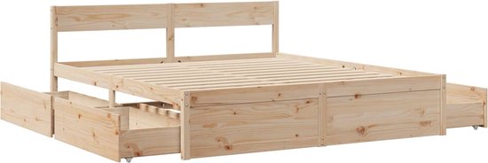 vidaXL-Bedframe-met-lades-massief-grenenhout-200x200-cm