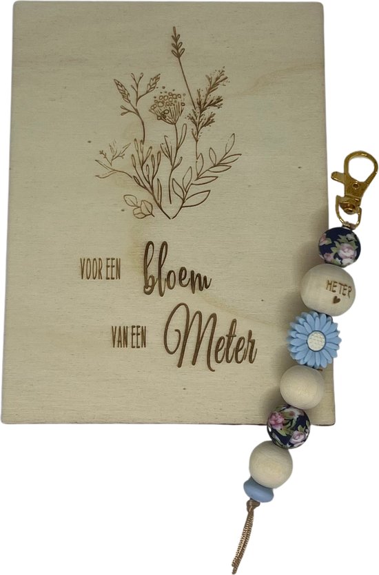 Porte-clés et carte en bois très chère Marraine | BLEU | fleur | Tu es le plus doux | chère marraine | le plus gentil Pierre | cadeau