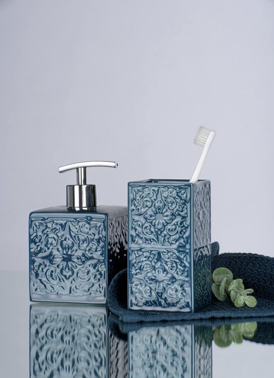 Autumnlife Zeepdispenser, grijs, afwasmiddeldispenser, 350 ml, zwarte porseleinen zeepdispenser met grote pompkop, antraciet, vloeibare zeepdispenser, navulbare zeepdispenser voor keuken, badkamer
