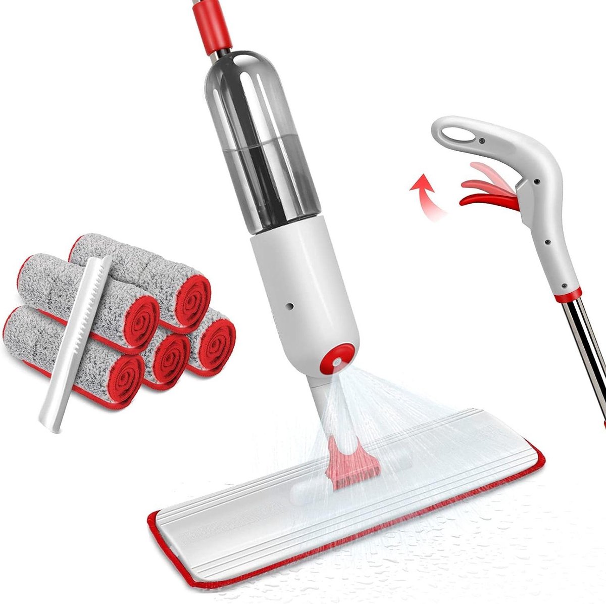 HOMTOYOU Spuitdweil Set - Met Fles En 3 Microvezelpads - Voor Alle Vloeren