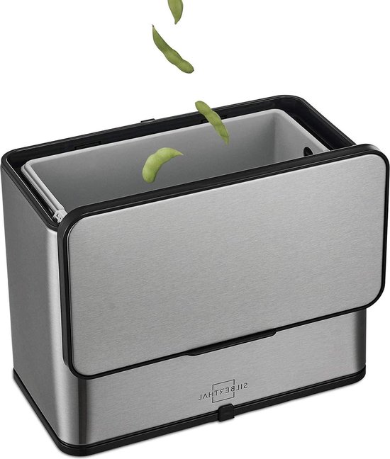 3L kleine biomuweremmer - roestvrij staal - deksel - geurarm - compostemmer keuken - actieve koolfilter - vaatwasmachinebestendig