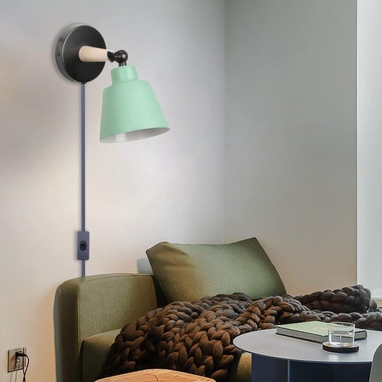 2 stuks wandlampen, moderne wandlamp van metaal en hout