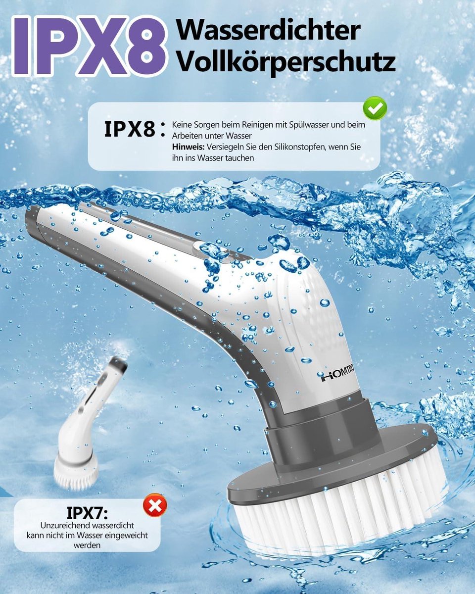 Elektrische Spinschrobzuigmachine, 10-in-1 Draadloze Reinigingsborstel Ipx8 Met 6 Vervangbare Opzetborstels En 4 S