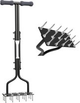 Walensee Gazonbeluchter Spike metalen handmatige verticuteerbare bodembeluchting gazon met 15 ijzeren spikes, voorgemonteerd grasbeluchtingsgereedschap voor tuin, gazonbeluchting, tuingereedschap