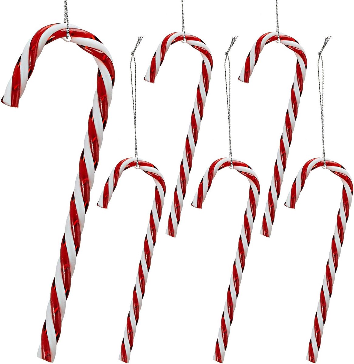 Suikerstokken - 18 stuks - rood/wit - ca. 8 cm - kerstdecoratie - kerstversiering