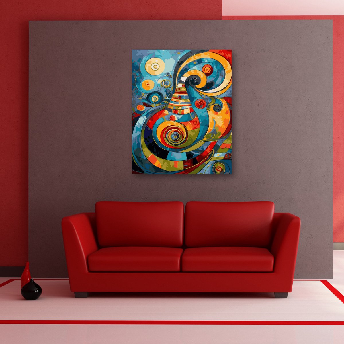 Schilderen Op Nummer Volwassenen DIY Paint By Number Compleet Hobby Pakket op Frame met Vernis - ®Arty Bee - Spiral Abstract Fantasy 40x50cm — afbeelding 3