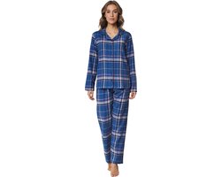 Foto: Pastunette dames pyjama katoen met knoopsluiting blauw 38