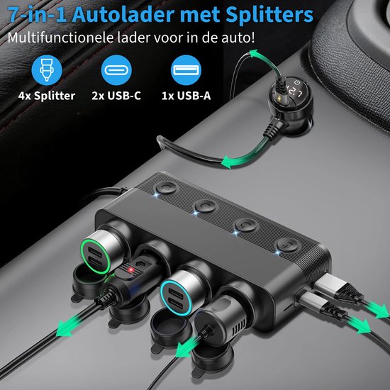 Rpartiteur Allume-Cigare de Voiture 216W - Adaptateur Chargeur Voiture USB  24V 12V -... | bol