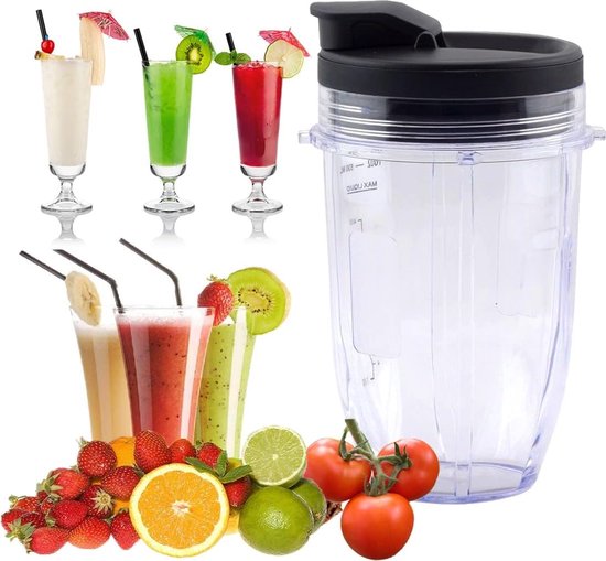 Geschikt voor 18oz Blenderbeker met Sip & Seal-deksel - Geschikt voor ,BL450,BL454,BL455,BL456,BL480,BL481,BL482,BL490,BL640,BL642,BL682,SS101,SS401,SS351/,voor Nutri Ninja Auto IQ-serie blenders, 2-pack van Nutri Ninja — afbeelding 4