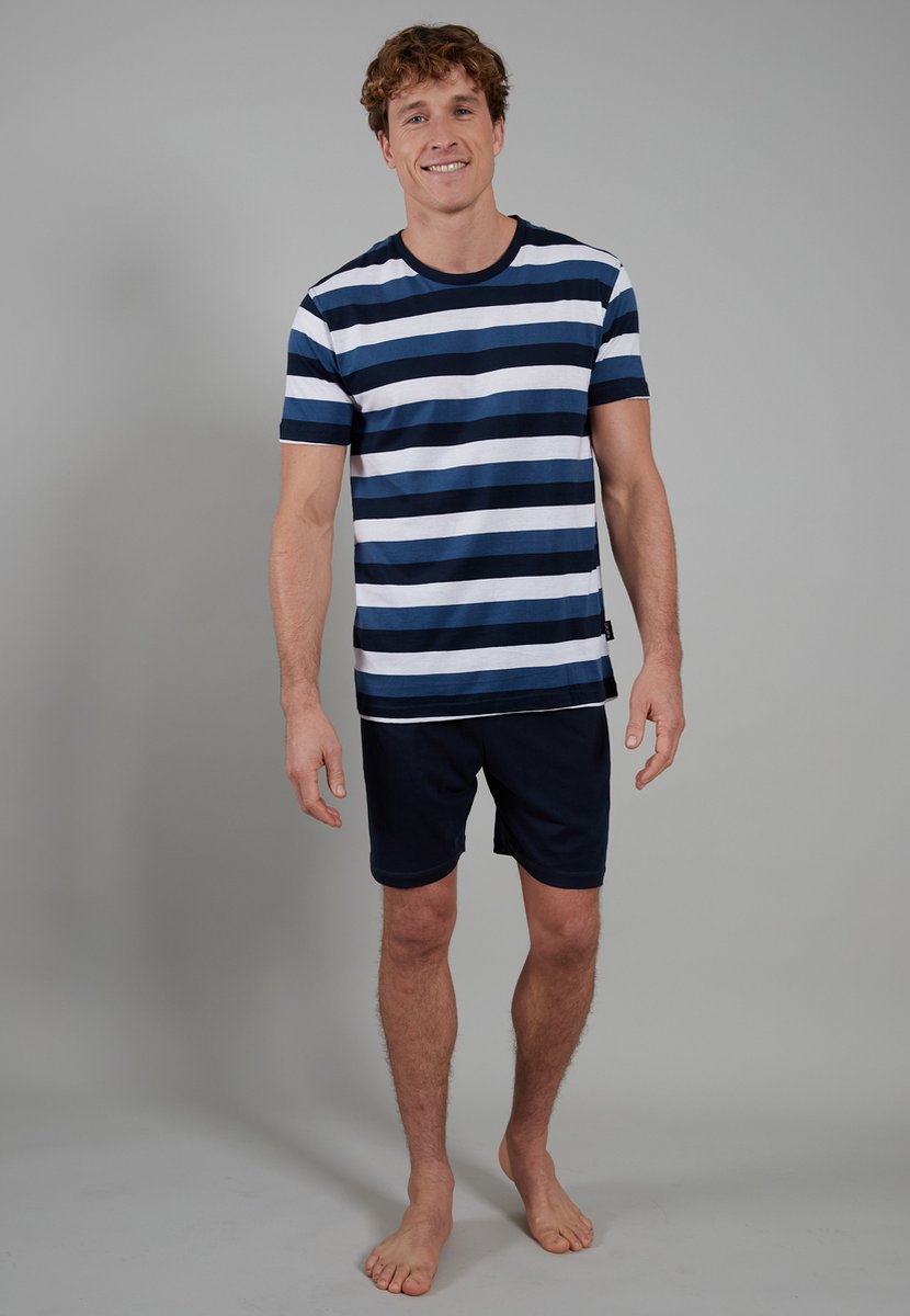 CECEBA Melbourne Heren Shortama met ronde hals - Blauw
