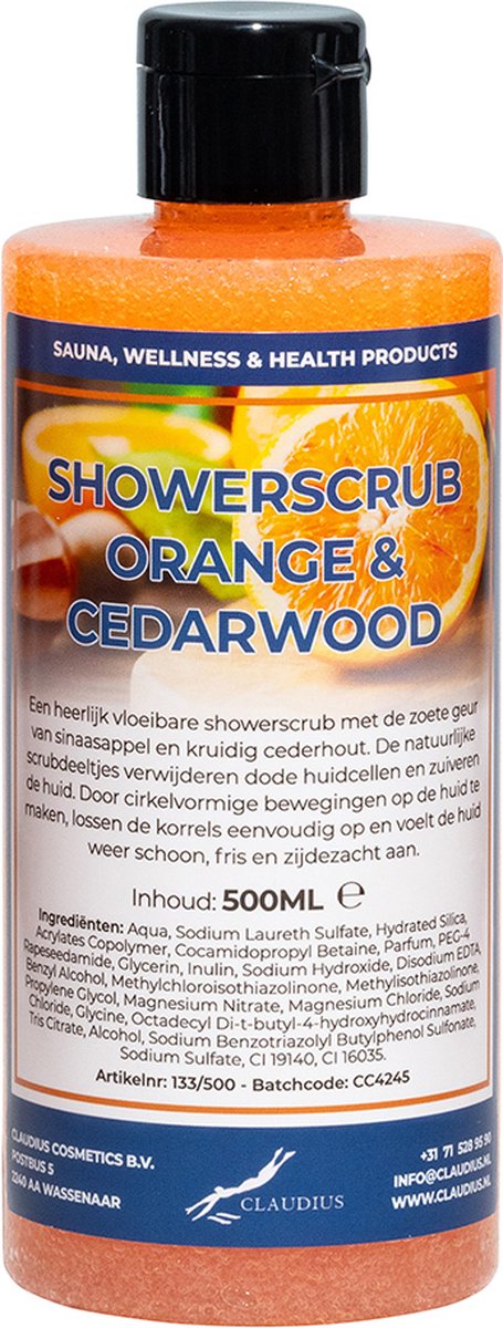 Goedkoopste Showerscrub Sweet Orange & Cedarwood 500 ml - verfrissende scrubgel - exfoliërende bodyscrub