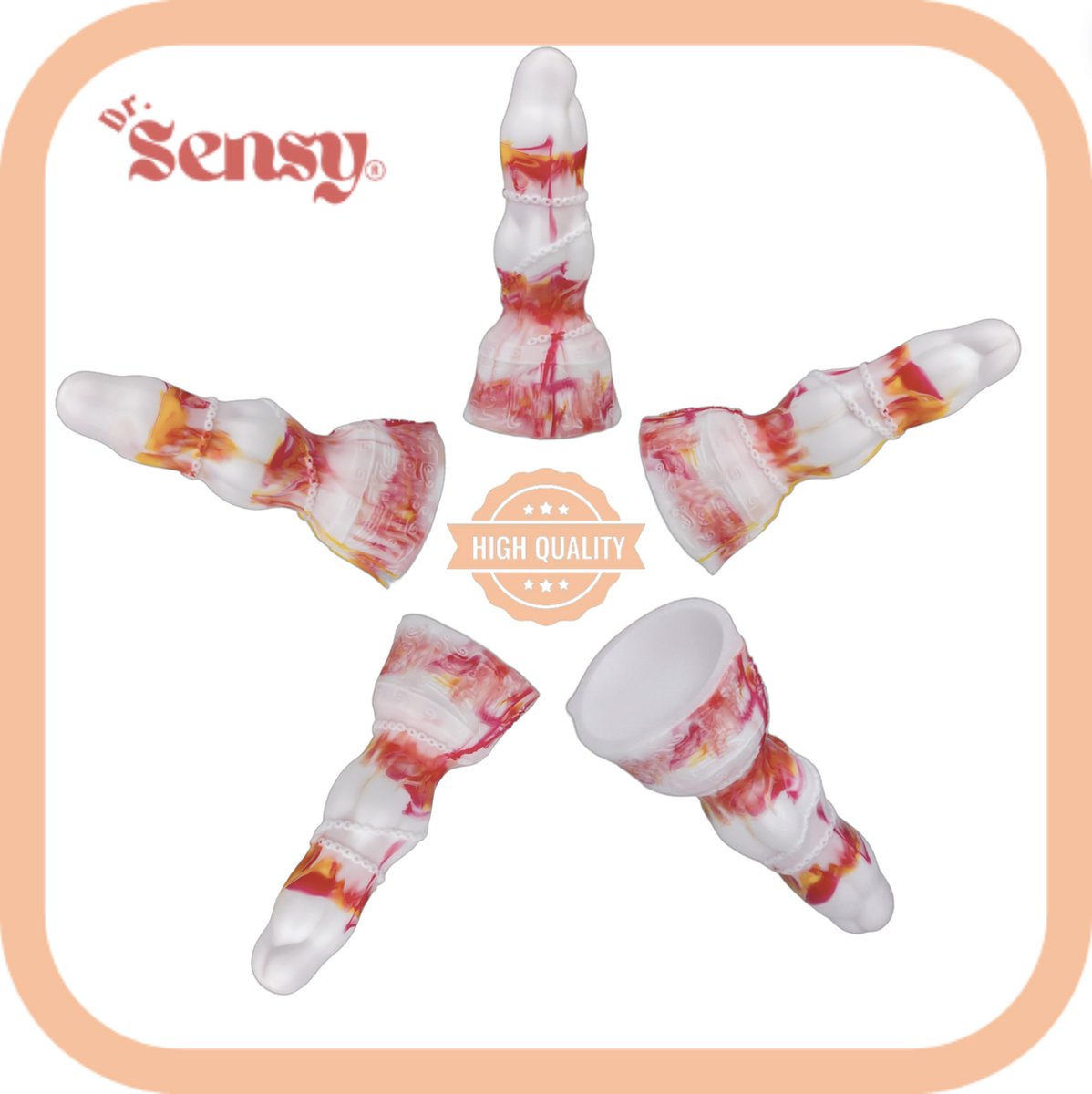 Goedkoopste Dr. Sensy Special Edition Dildo Gluttony II - Wit/Rood/Geel - Dildo met Zuignap - Seksspeeltjes - 21,5cm x 5,9cm - Dildo Mannen Anaal - Dildo Vaginaal