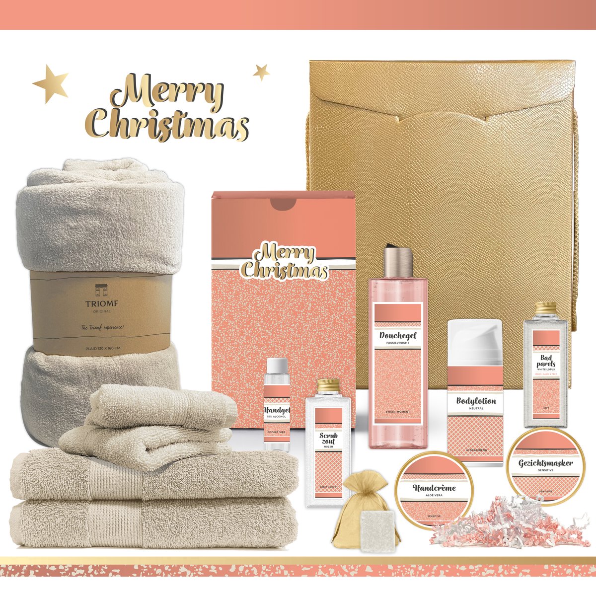 Goedkoopste Geschenkset “Merry Christmas!” - 13 producten - 1910 gram | Luxe Kerst Cadeaubox voor haar - Wellness Pakket Vrouw - Giftset Fijne feestdagen - Cadeaupakket Prettige Kerstdagen Kerstcadeau Kerstpakket Bedrijf Cadeau Relatiegeschenk Gift Set Roze Goud