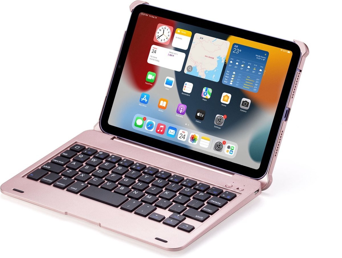 Toetsenbord Hoes Geschikt Voor iPad Mini 4/5 - Bluetooth Keyboard Cover - QWERTY - Rosé Goud