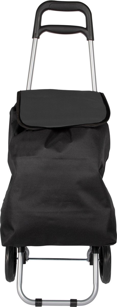 Boodschappentrolley tas op wielen - zwart - 92 x 35 x 28 cm - 40 L - Boodschappentrolleys