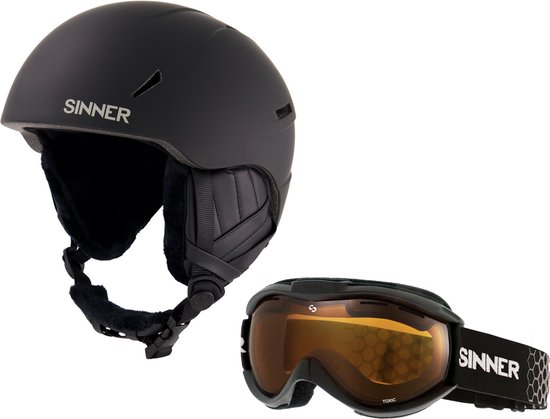 Sinner COMBI-PACK - CREST skihelm + TOXIC skibril - Zwart - Maat M