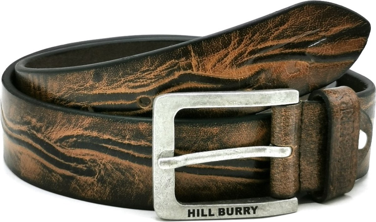 Hillburry Leren Riem "Waves dubbel" - massief leer - maten - van 90cm t/m 115cm - kan ook eenvoudig zelf korter gemaakt worden zonder extra gaatjes te schieten