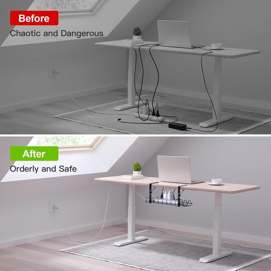 Under Desk Cable Management Tray 40cm - Spring Clamps No Drilling ...