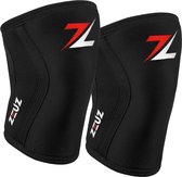 ZEUZ 2 Stuks Premium Knie Brace voor Fitness, CrossFit & Sporten – Knieband - Braces - 7 mm - Zwart, Rood & Wit - Maat M