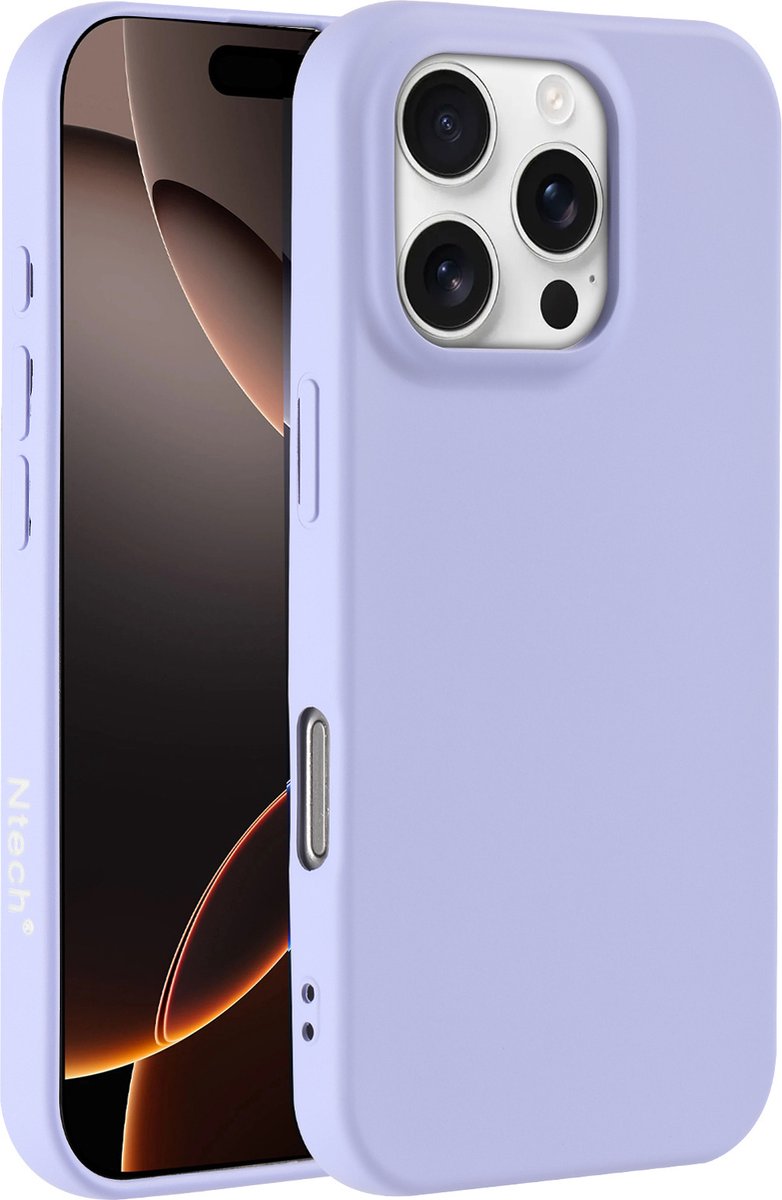 Hoesje Geschikt voor iPhone 16 Pro Max – Zacht siliconen liquid backcover – Lila